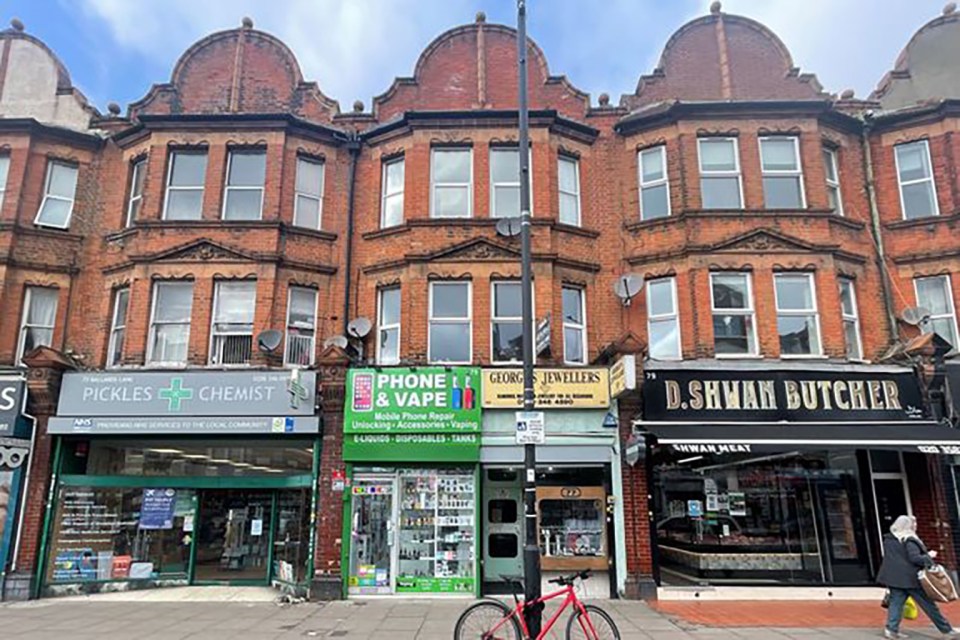 The North London flat was situated above a row of shops