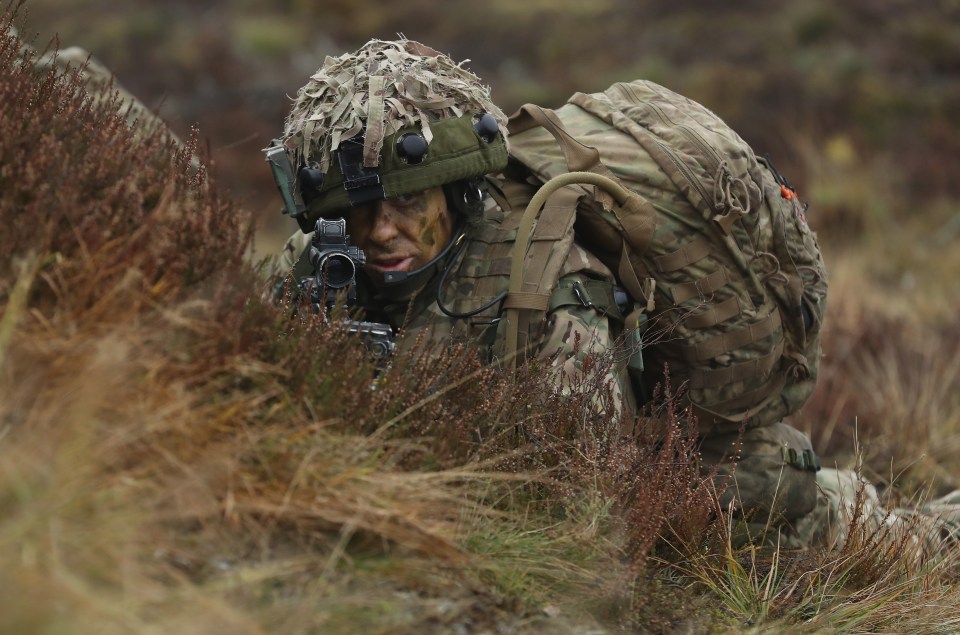 A British soldier during Nato drills in Lithuania