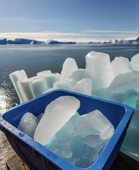 The ice is scooped from 100,000-year-old glaciers and then sent to bars in UAE