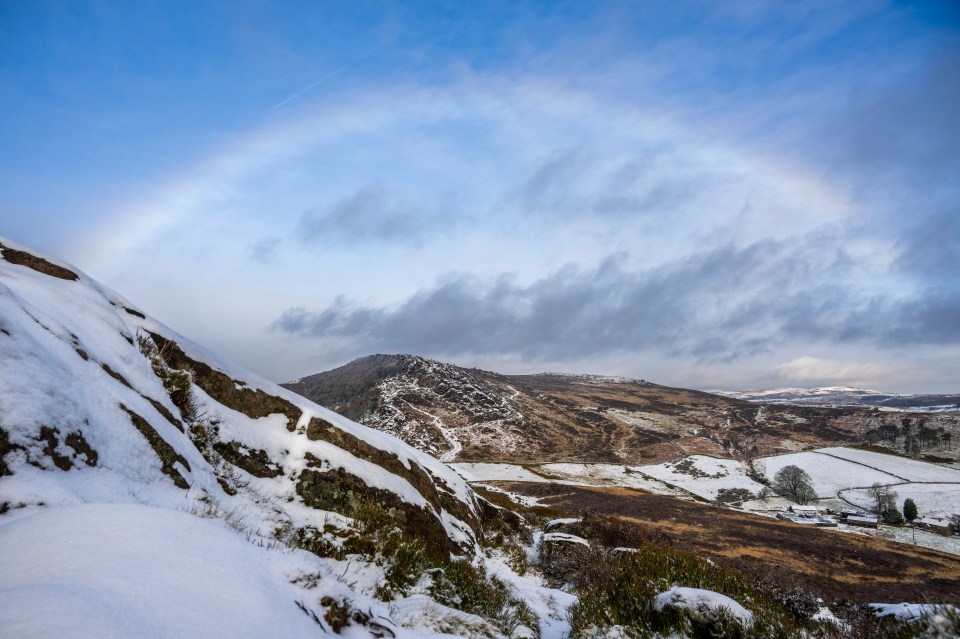 An ice crystal rainbow could be seen over The Roaches near Leek in the Staffordshire Peak District