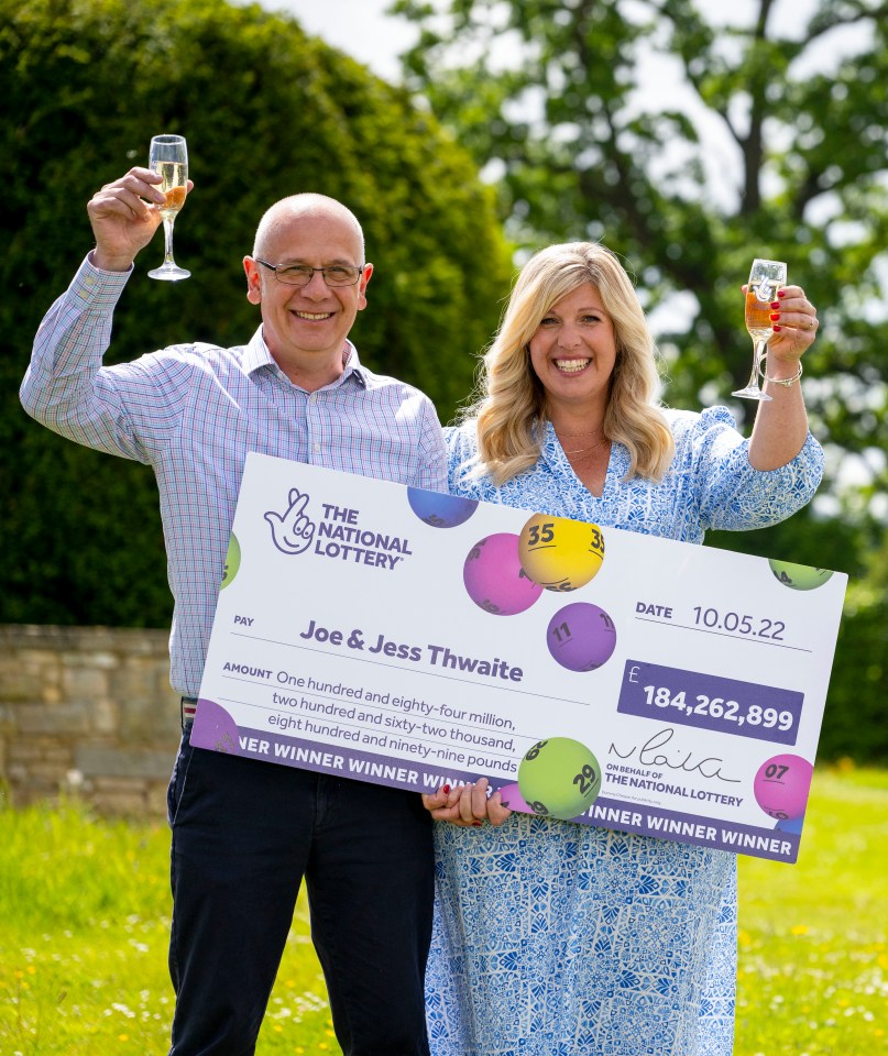 Joe and Jess Thwaite, from Gloucester, scooped £184 million in a draw