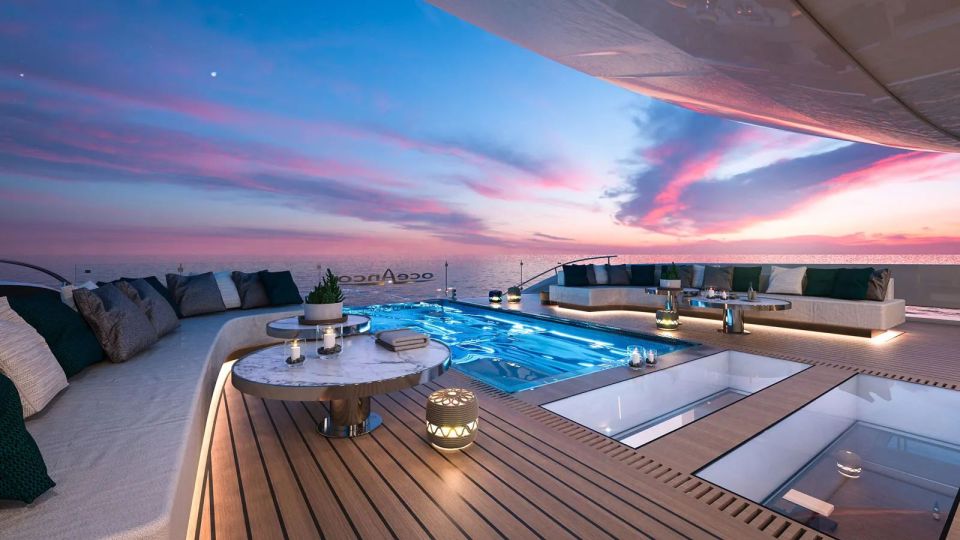 The infinity pool steals the show on the main deck