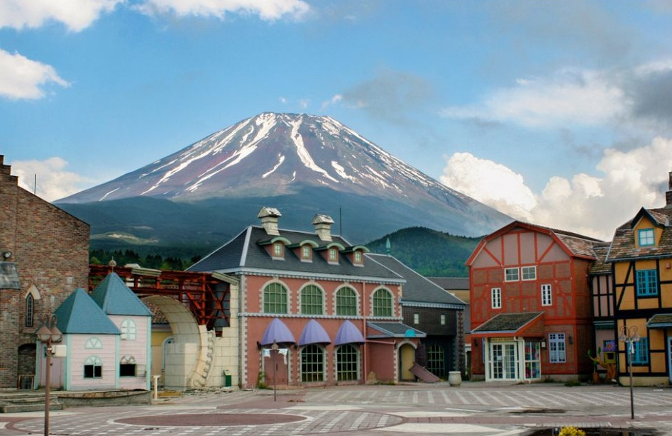 The theme park sits near Mount Fuji but is also nearby to Japan's infamous suicide forest