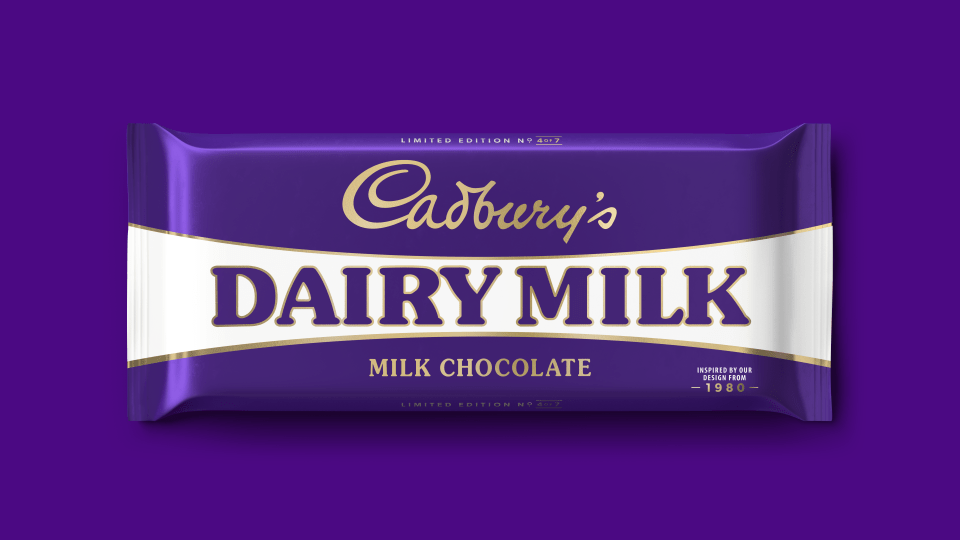 The seven limited edition bars span 100 years of Cadbury