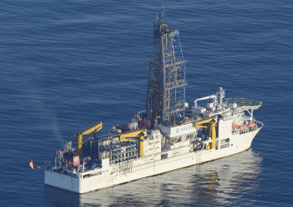 Japan's Chikyu vessel, pictured, managed to dig two miles under the sea floor