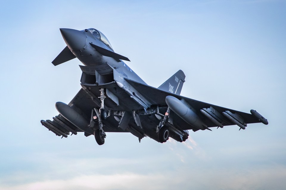 An RAF Typhoon fighter plane, used to carry out the strikes on Thursday evening