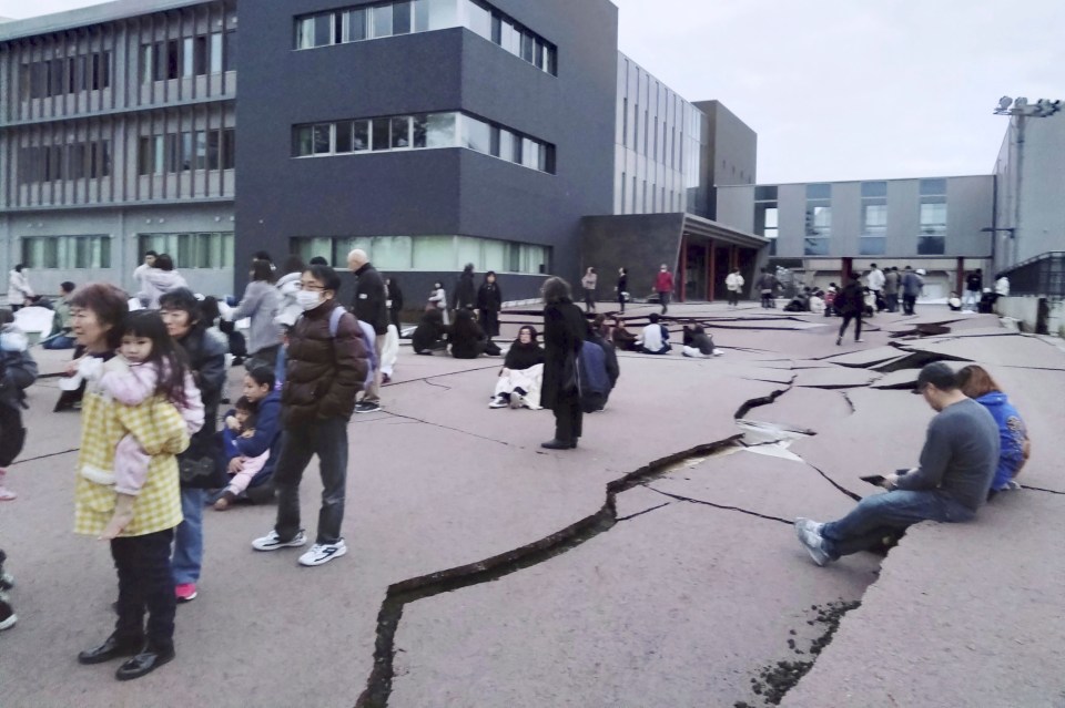 Huge cracks formed on the ground in Wajima, Ishikawa