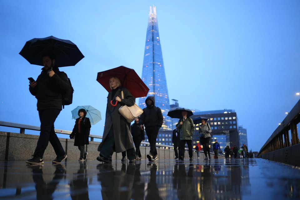 Commuters faced wet weather in London as they headed back to work