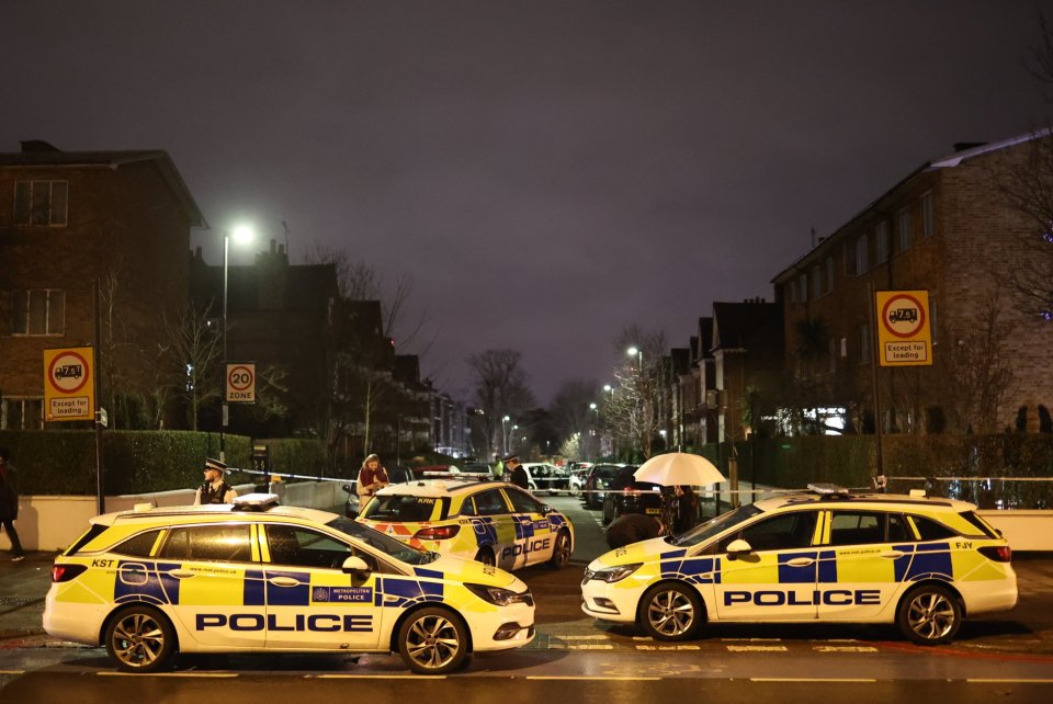 Cops scrambled to the quiet road in Clapham yesterday evening