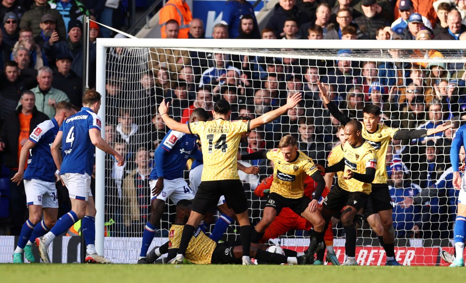 There were several goal mouth scrambles throughout the game but Ipswich did not have the composure to finish