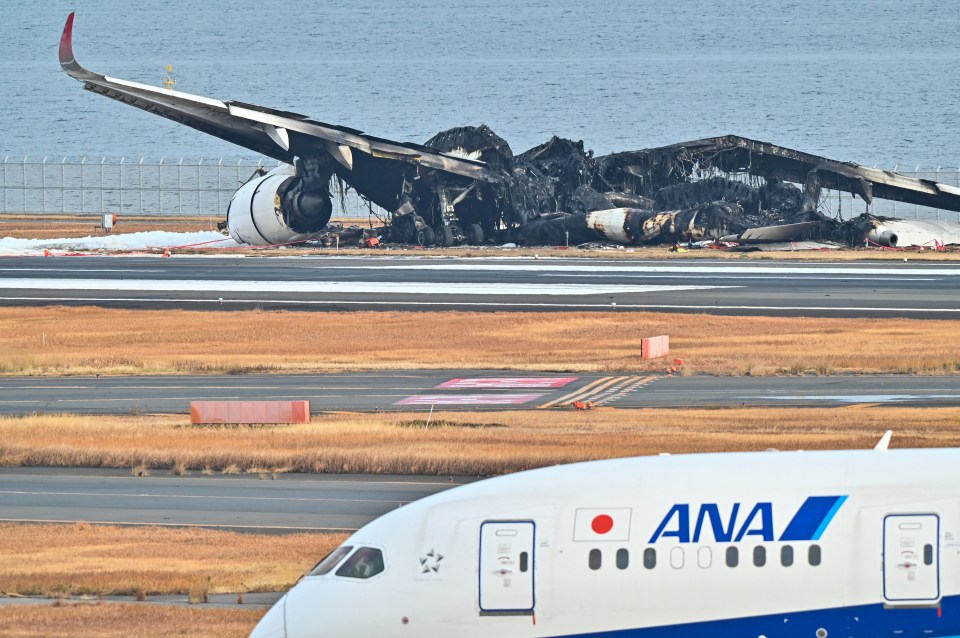 The Japan Airlines' flight erupted in flames soon after landing