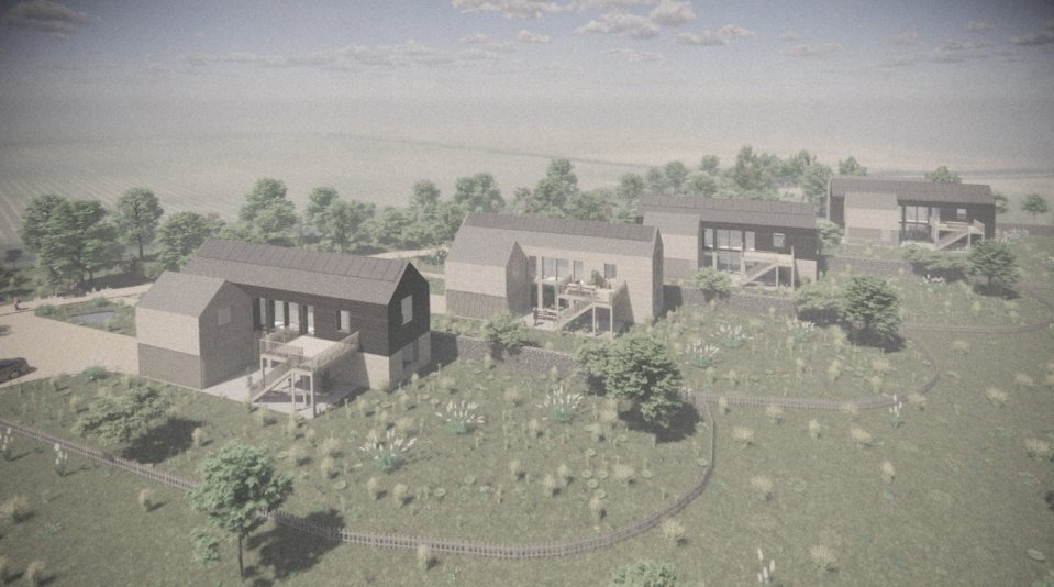 The design for the four new homes on the Suffolk coast