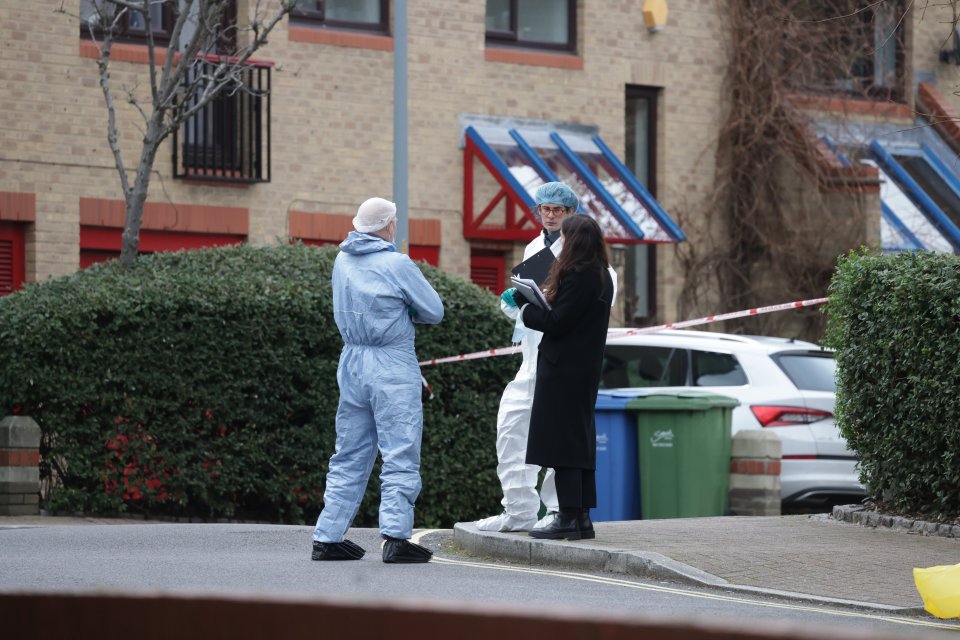 Forensic officers are still at the scene in Rotherhithe