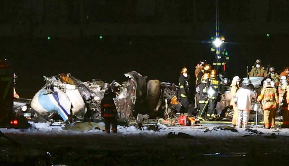 Fire services and cops are investigating the debris of the smaller coastguard jet