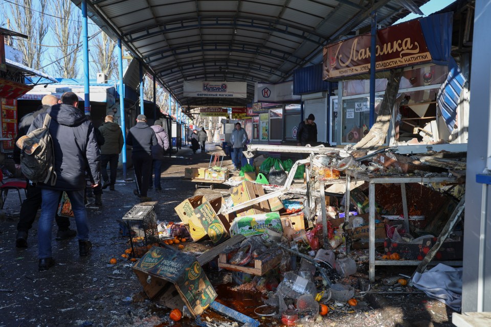 At least 27 people were killed during a strike on a market place in the Russian-controlled city of Donetsk