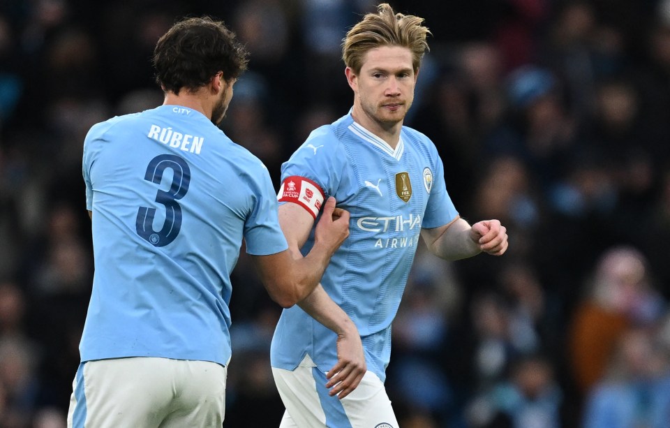 Kevin de Bruyne looks set to start for Man City on Saturday