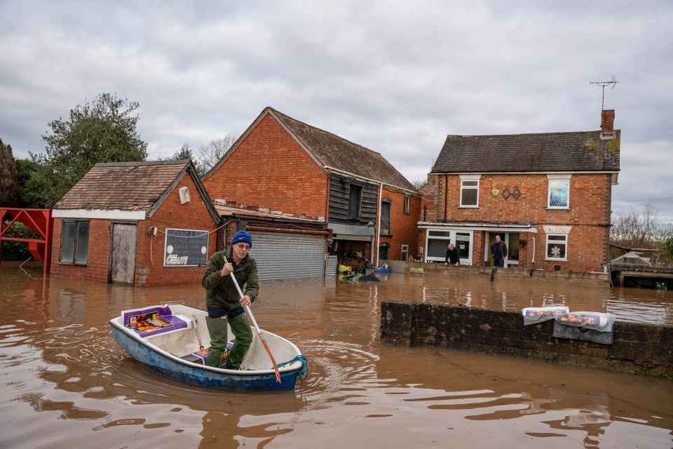 Floodwaters also took hold in Maisemore, Gloucestershire