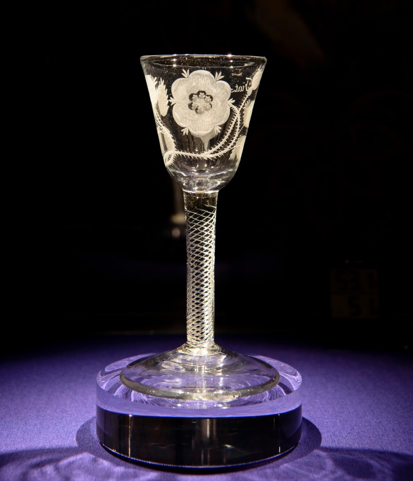 A rare Jacobite wine glass will also go on display for the first time