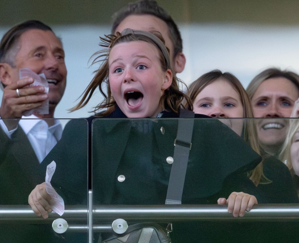 Mia Grace Tindall with family at a racing meeting.