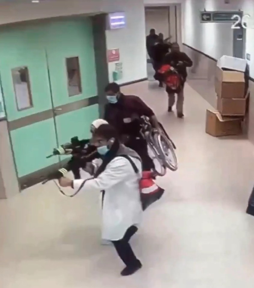 CCTV shows the Israeli commandos in disguise carrying assault weapons as they raided the Ibn Sina hospital in Jenin