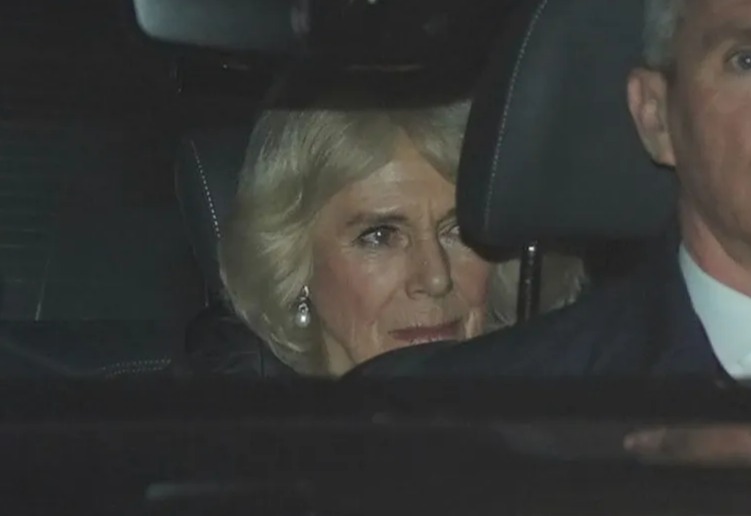 Queen Camilla was last night spotted leaving the hospital where King Charles underwent prostate treatment