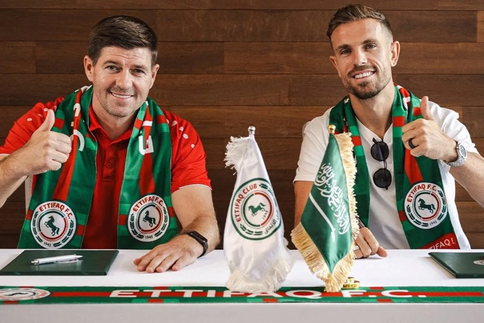 Jordan Henderson, right, signed for Al-Ettifaq in the summer but now wants a return to the Premier League