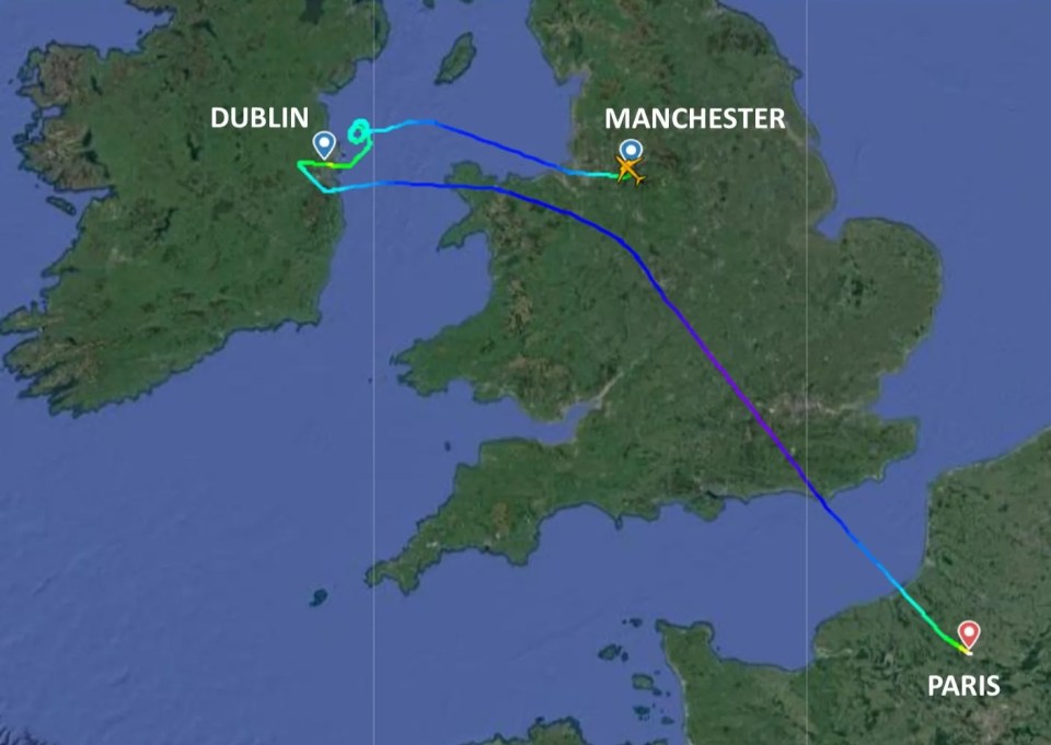 One flight from Manchester to Dublin ended up landing miles away in Paris