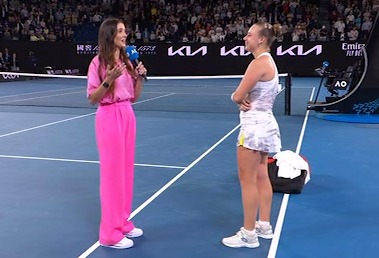 Laura Robson opted for a bold and brilliant pink number at the Australian Open