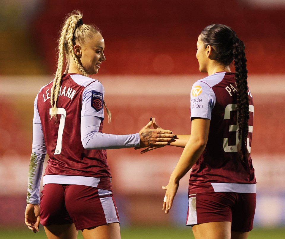 Aston Villa ace Alisha celebrates scoring for her club