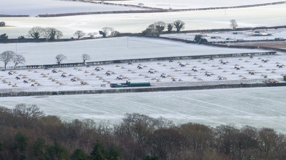 Fields in Cromer, Norfolk were covered in snow earlier today