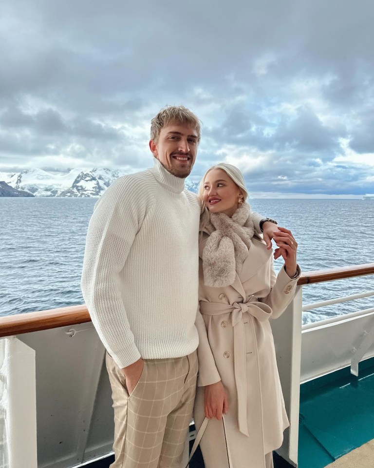 Amike and her husband in Antarctica