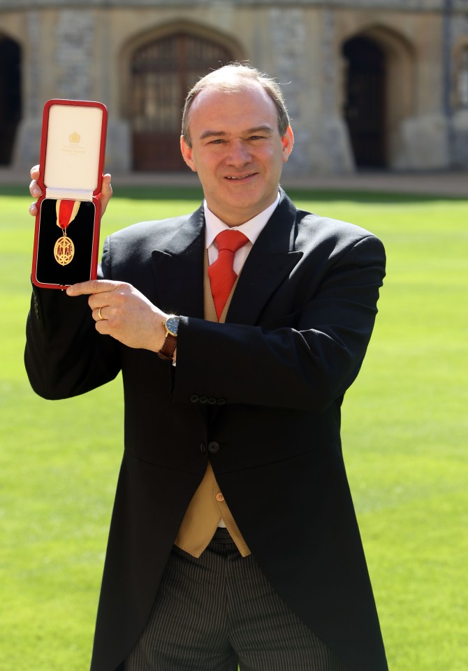 WINDSOR, ENGLAND - APRIL 13: Former Energy Secretary Ed Davey after receiving his Knighthood at an Investiture ceremony on April 13, 2016 in Windsor Castle, Berkshire. (Photo by Steve Parsons-WPA Pool/Getty Images)