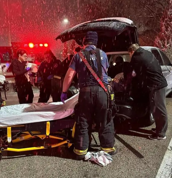 Paramedics arrived at the car park just in time to 'catch' the baby