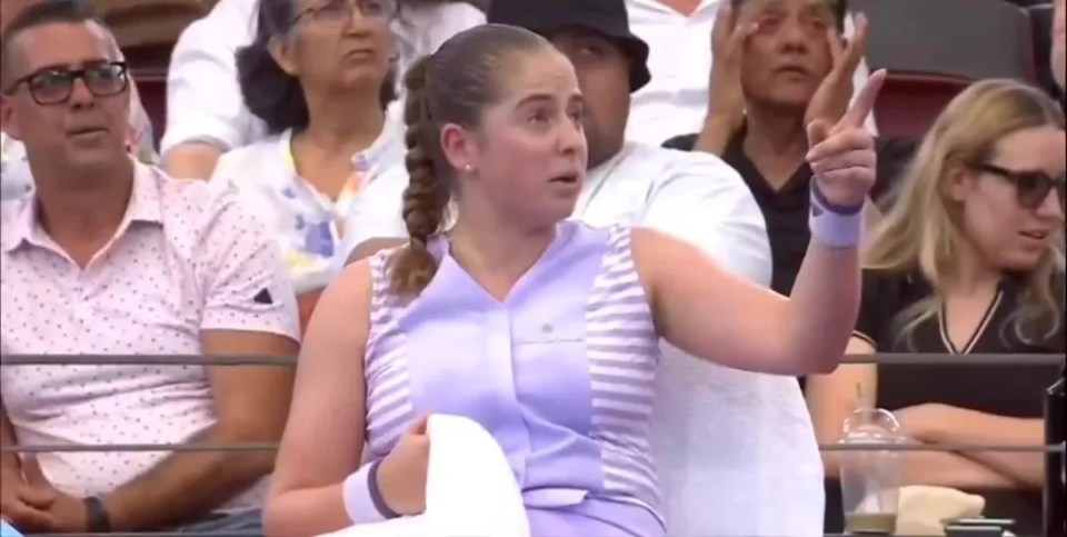 Ostapenko continued her rant while sat on her seat