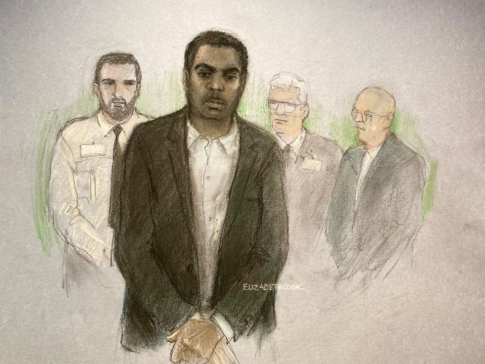 Court artist sketch dated 23/01/24 by Elizabeth Cook of Valdo Calocane, 32, appearing at Nottingham Crown Court. Issue date: Thursday January 25, 2024. PA Photo. See PA story COURTS Nottingham. Photo credit should read: Elizabeth Cook/PA Wire