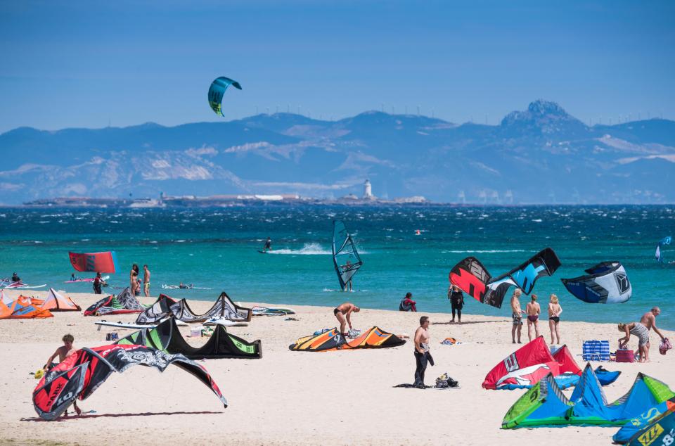 EX8GFX Kitesurfing in Tarifa. Costa de la luz, Cadiz, Andalusia, Spain.