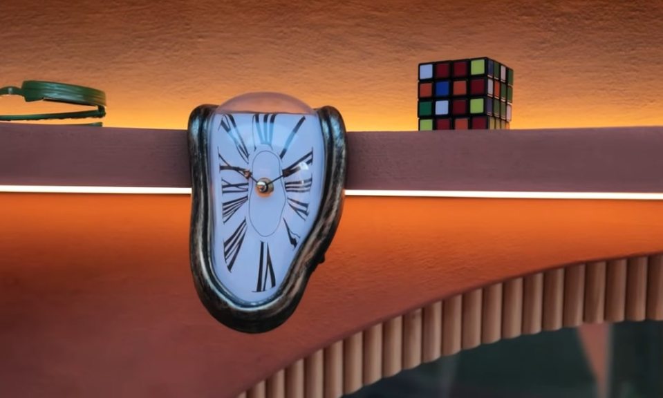 The unique decor includes replicas of Salvador Dali's iconic melting clocks