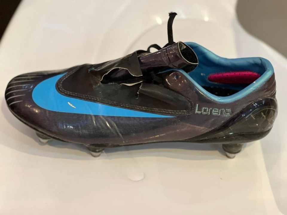 Eduardo still has the boots he wore when he suffered his horror injury