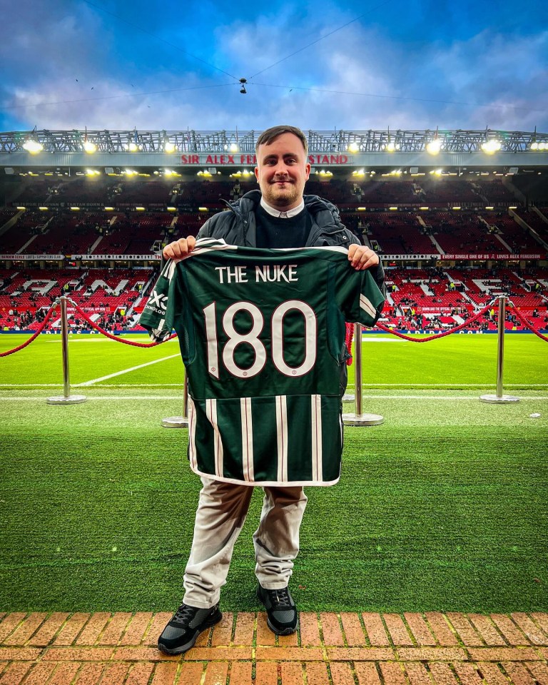 Littler was presented with a United shirt on the pitch at Old Trafford