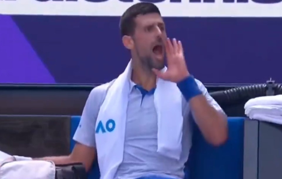 Djokovic had to shout to get the attention of his coaches