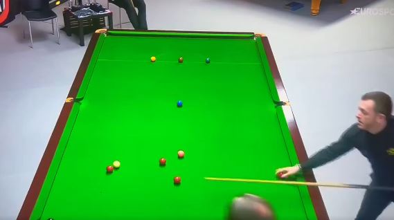 Mark Allen threw a red ball across the table after missing a routine black