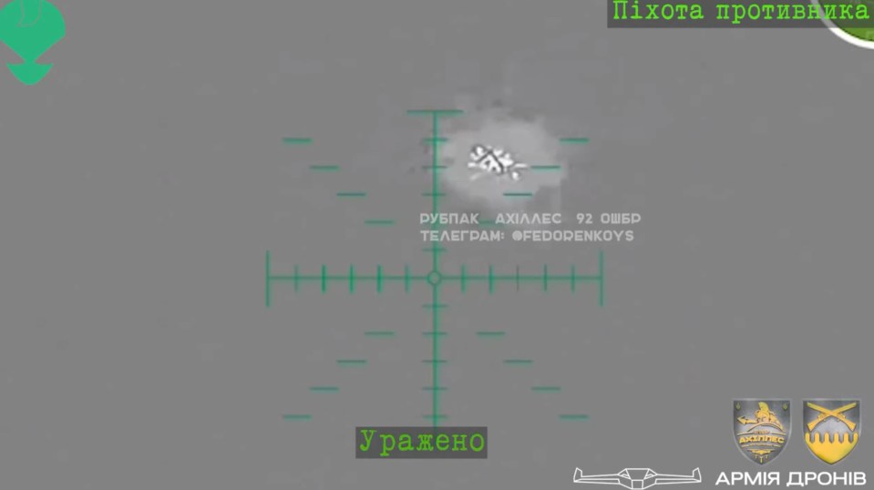 Ukrainian drone blows up Russian tank in Bakhmut direction, Ukraine in undated footage. The footage was released by the ACHILLES Company of strike unmanned aerial systems of the 92nd Separate Brigade on Sunday, Jan. 21, 2024. (@Achilles92OSHBr/Newsflash)