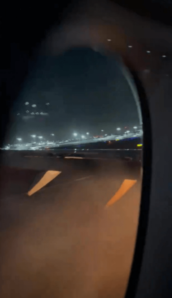 Passengers filmed the horror from inside the aircraft before evacuating