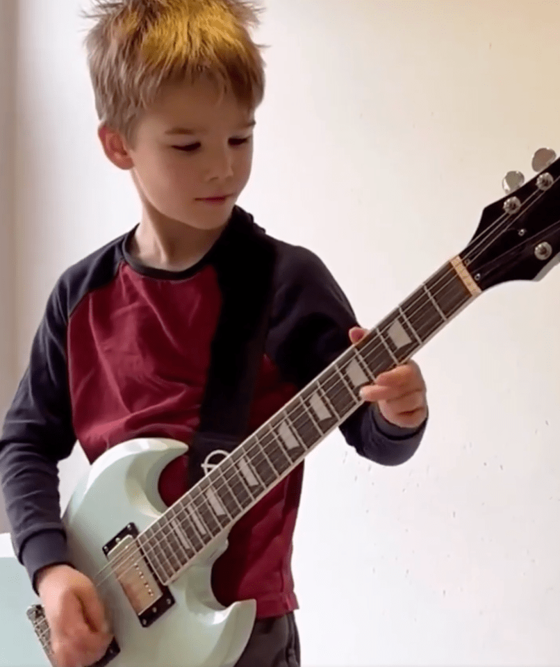 Harry's son Kit rocking out at his London home