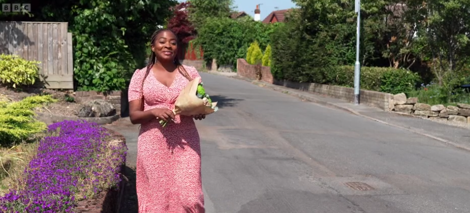 Denise took some flowers for Angela