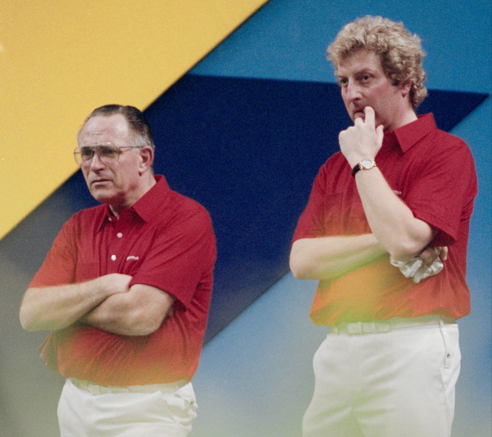 David Bryant and Tony Allcock, Great Britain's pairs finalists at the World Indoor Bowls Championships.