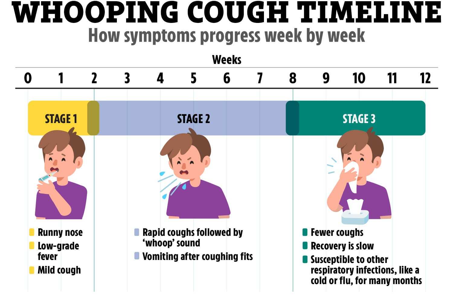 How symptoms of the '100-day cough' change week-by-week