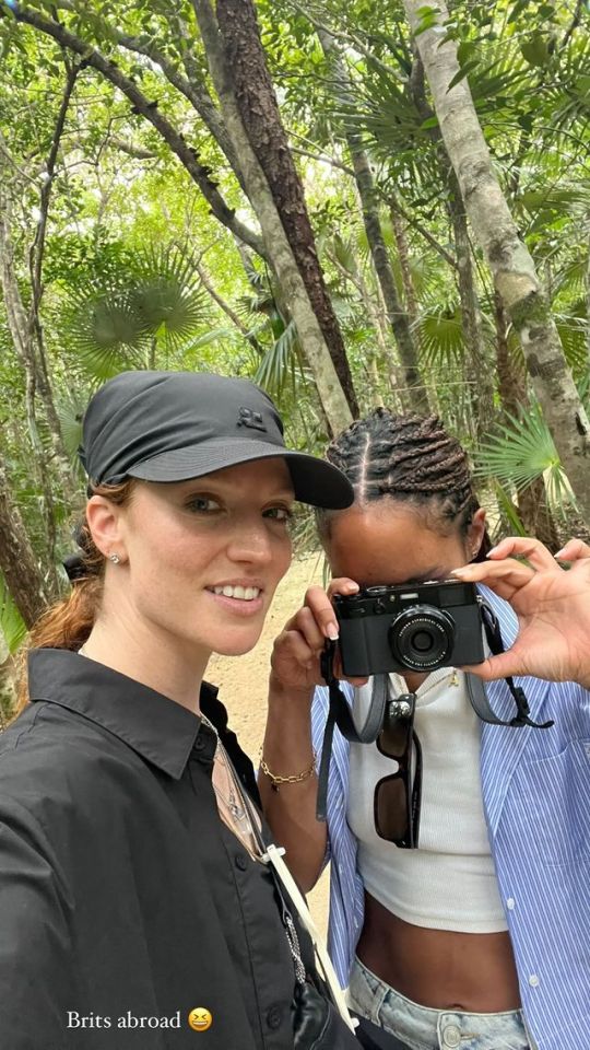 two women taking a picture with a caption that says brits abroad