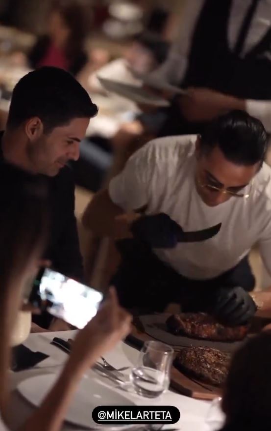 Mikel Arteta was pictured visiting one of Salt Bae's restaurants