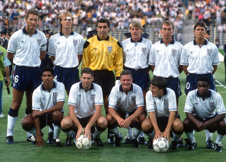 Pearce, third from right in the rear row, was a legend for England during his playing days